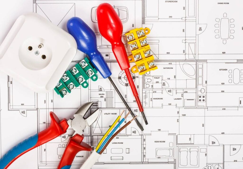Electrical equipment and tools on house plans